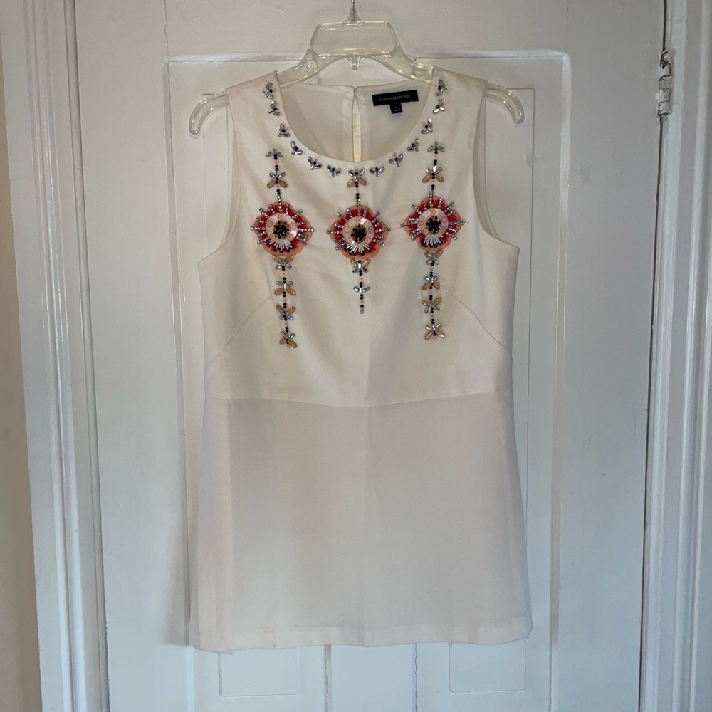 Banana Republic Beaded Embroidered Embellished Sleeveless Tunic Top